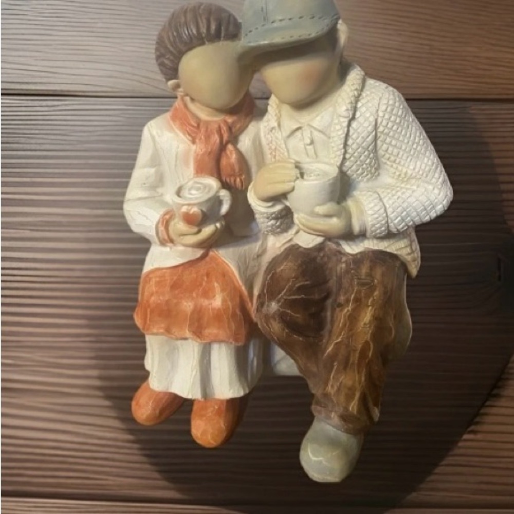 Charming Couple Figurine - White, Orange, Brown/ very cute!! New with box/ gift